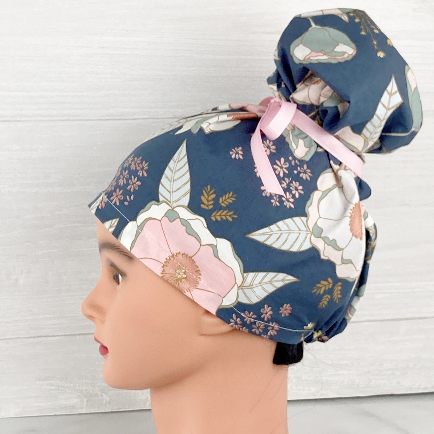 Sprinkled Peonies Updo Scrub Cap