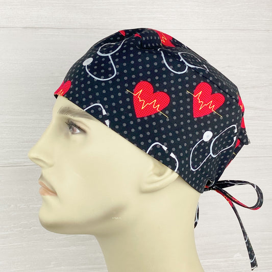 Hearts and Stethoscopes Men's Scrub Hat