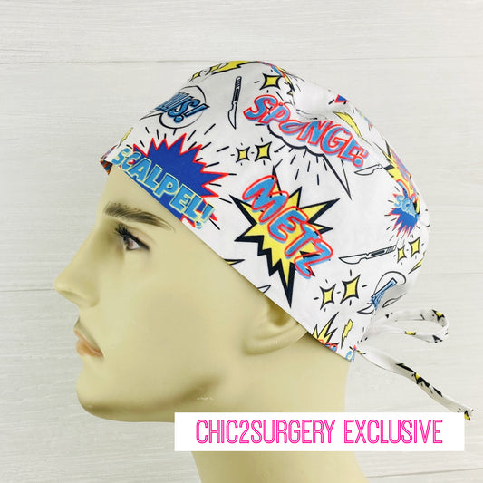 Surg Tech Comic Words Men's Scrub Hat