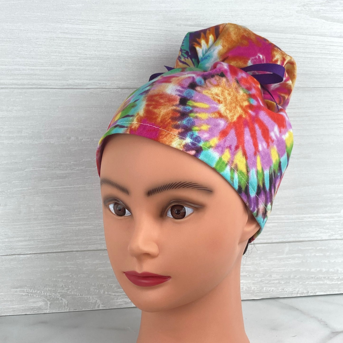 Tie Dye Updo Scrub Cap