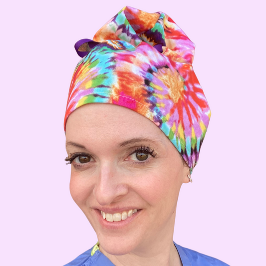 Tie Dye Updo Scrub Cap