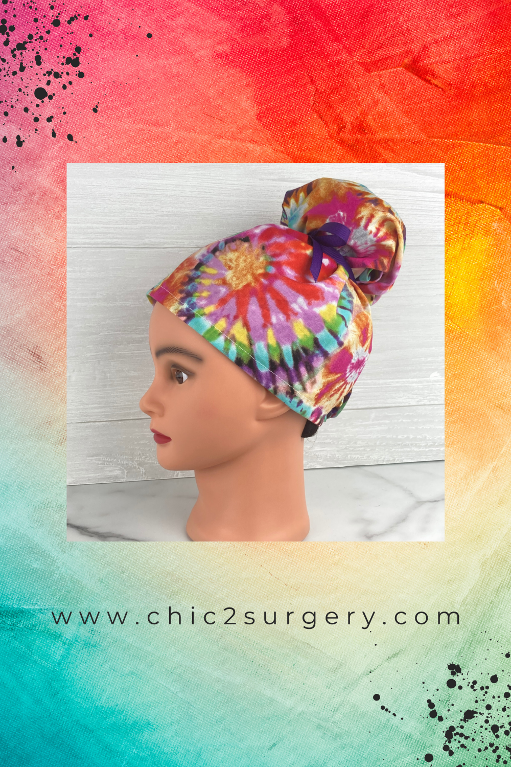 Tie Dye Updo Scrub Cap