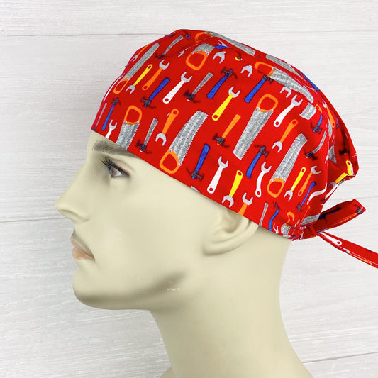 Tools on Red Men's Scrub Hat