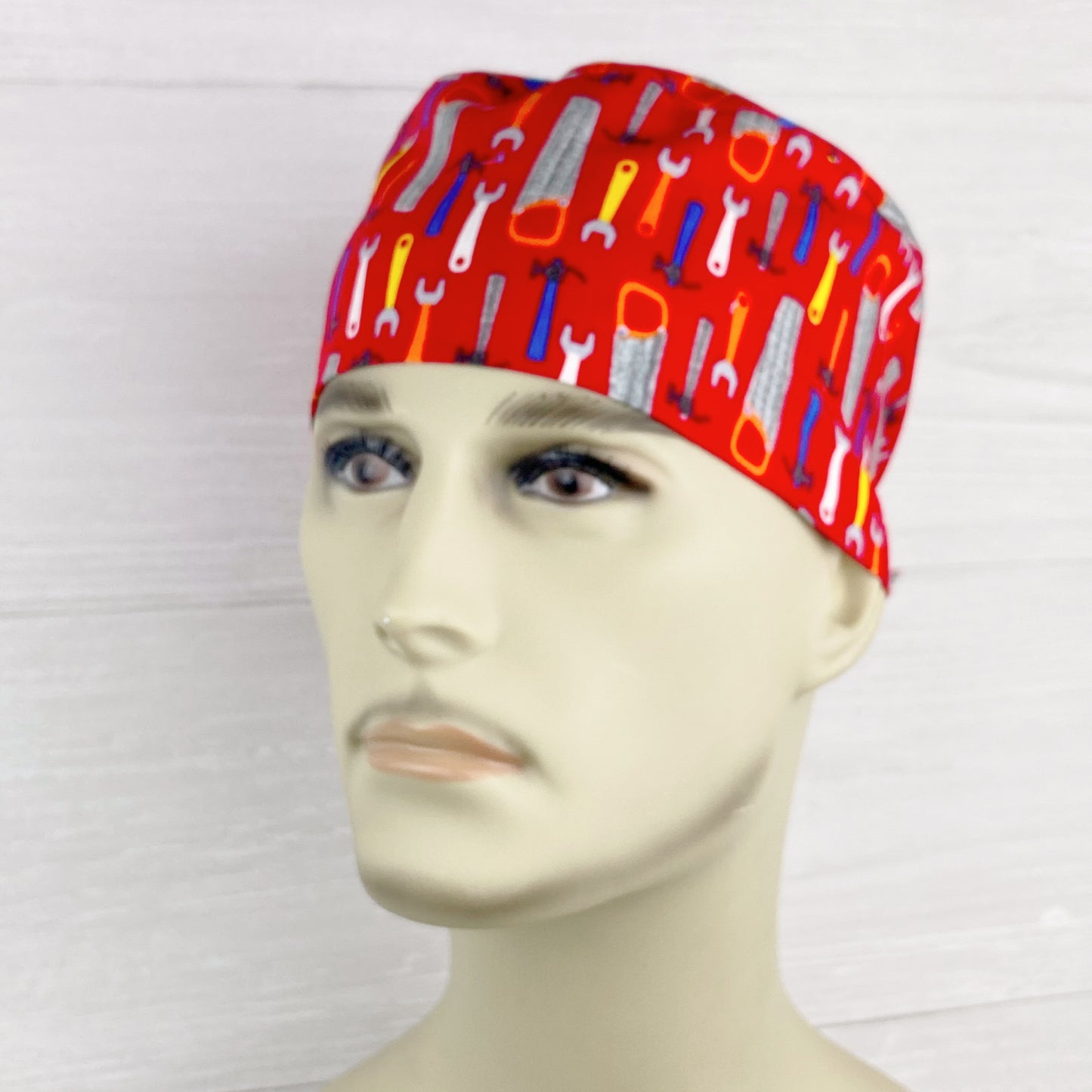Tools on Red Men's Scrub Hat