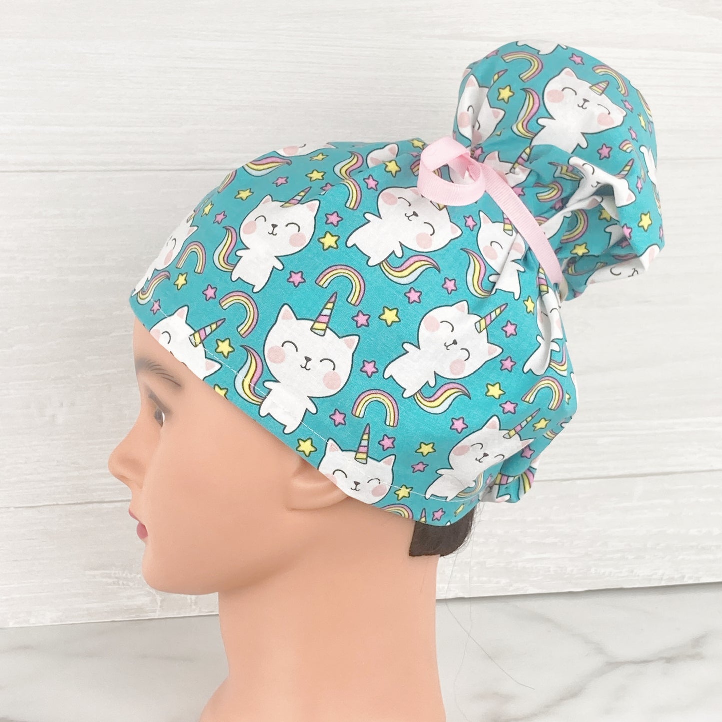 Unicorn Kitty Updo Scrub Cap