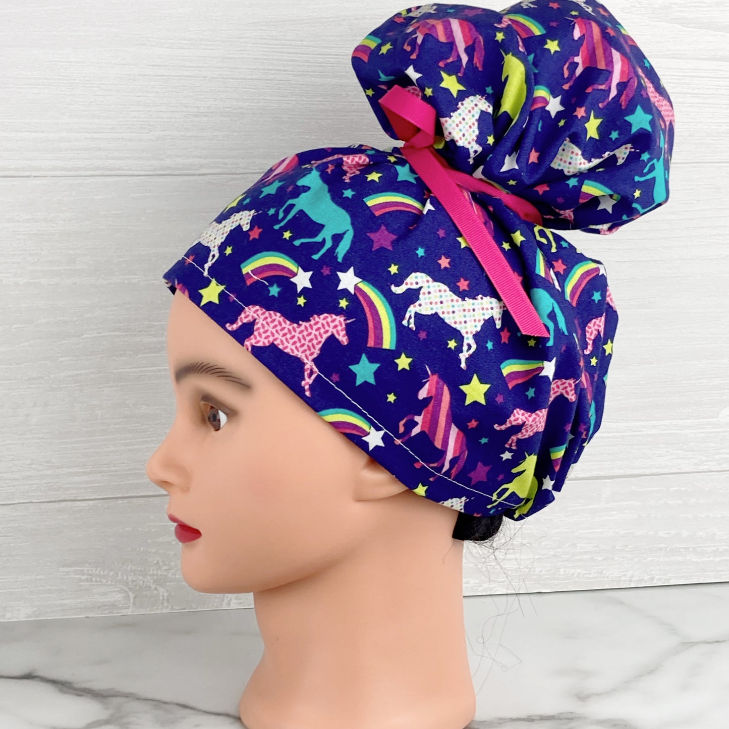 Unicorns and Rainbows Updo Scrub Cap