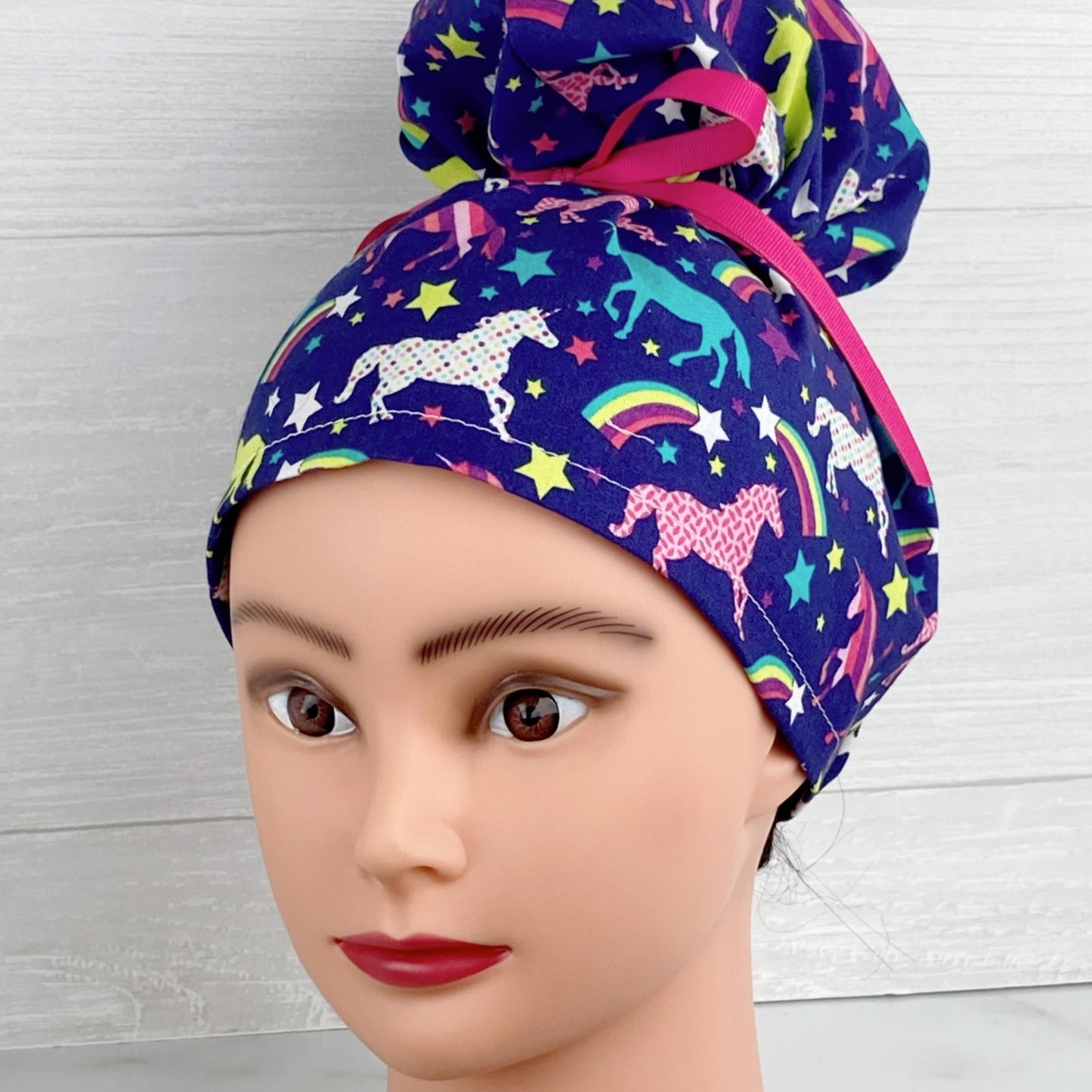Unicorns and Rainbows Updo Scrub Cap