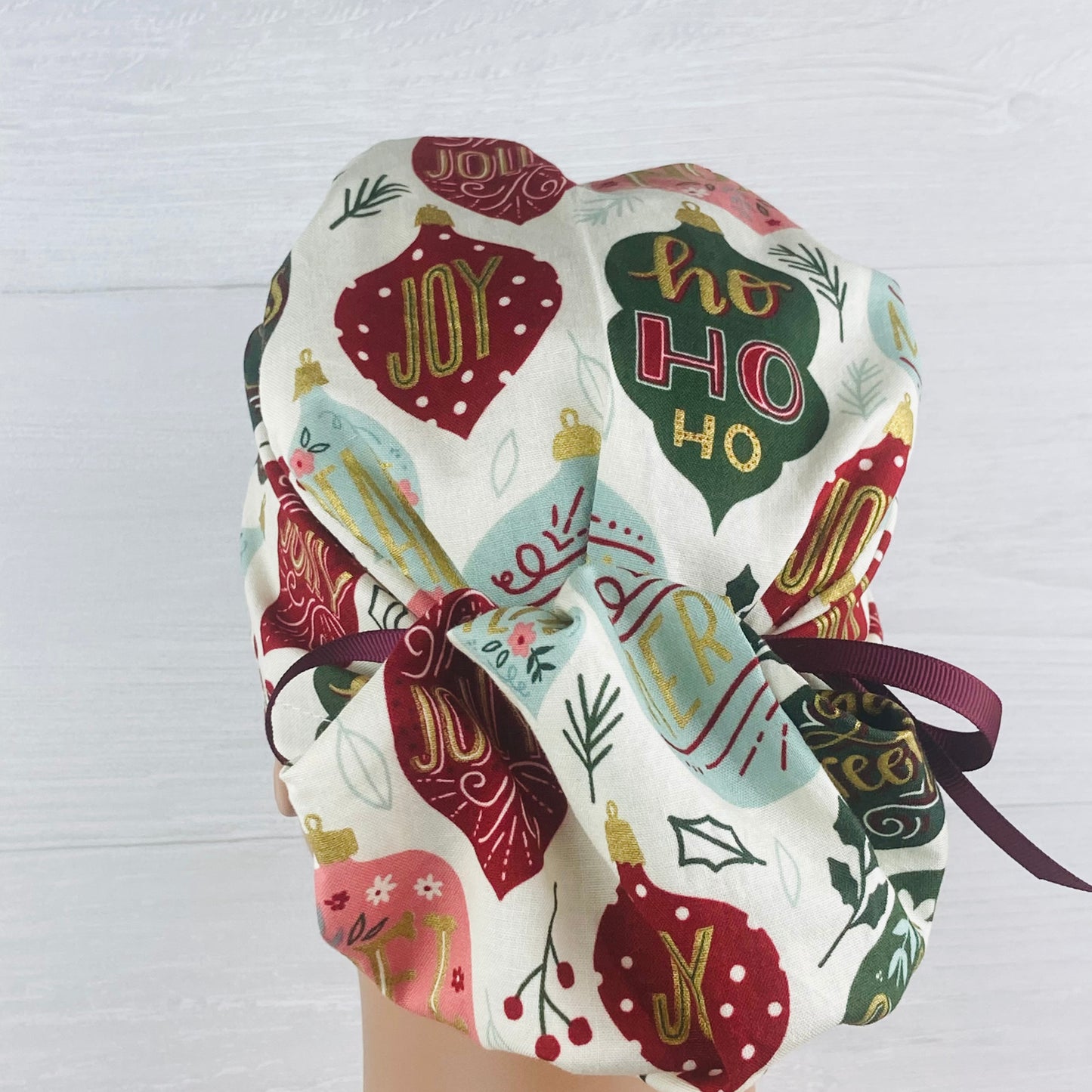 Vintage Christmas Ornaments Ponytail Hat