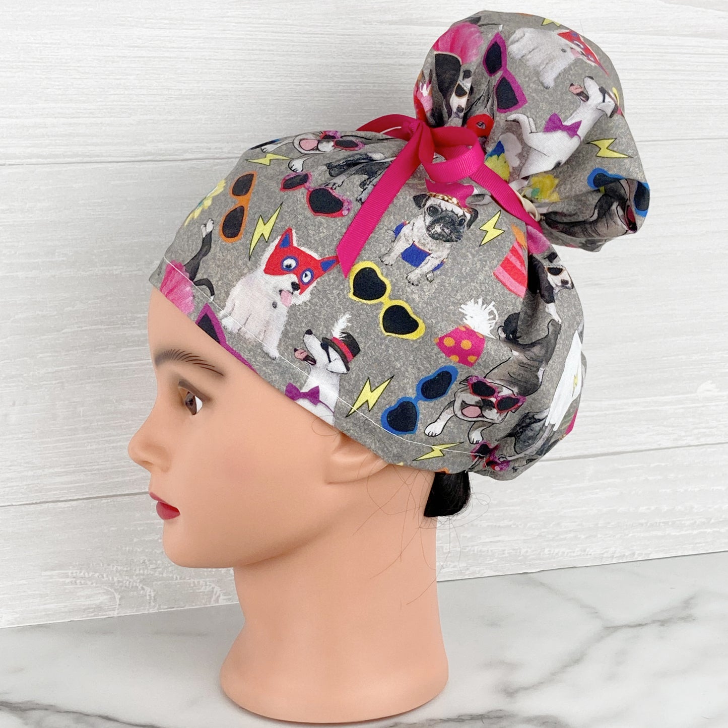 Wacky Dogs Updo Scrub Cap