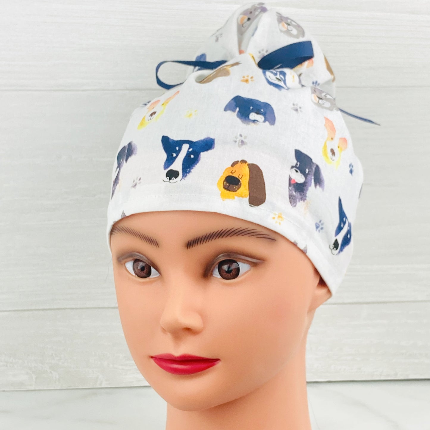Watercolor Dogs Updo Scrub Cap