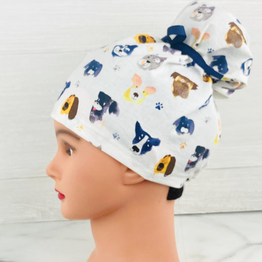 Watercolor Dogs Updo Scrub Cap