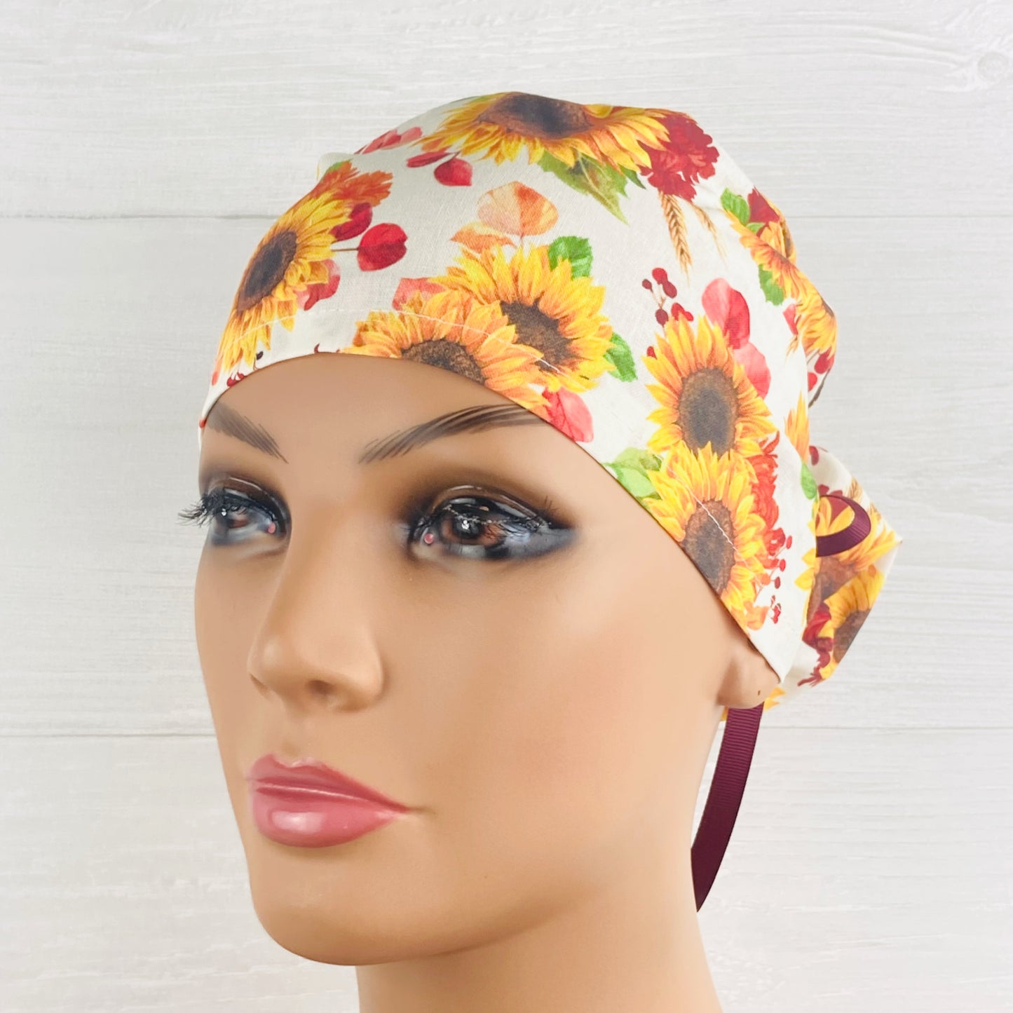 White Fall Floral Ponytail Hat