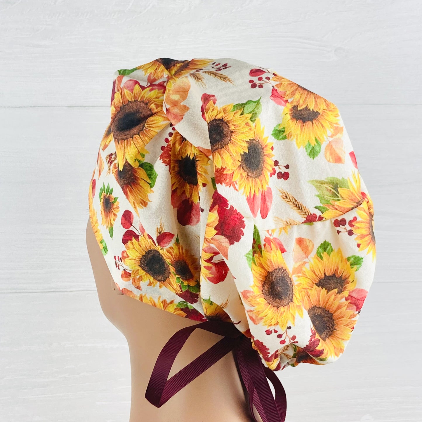 White Fall Floral Women's Tieback Hat
