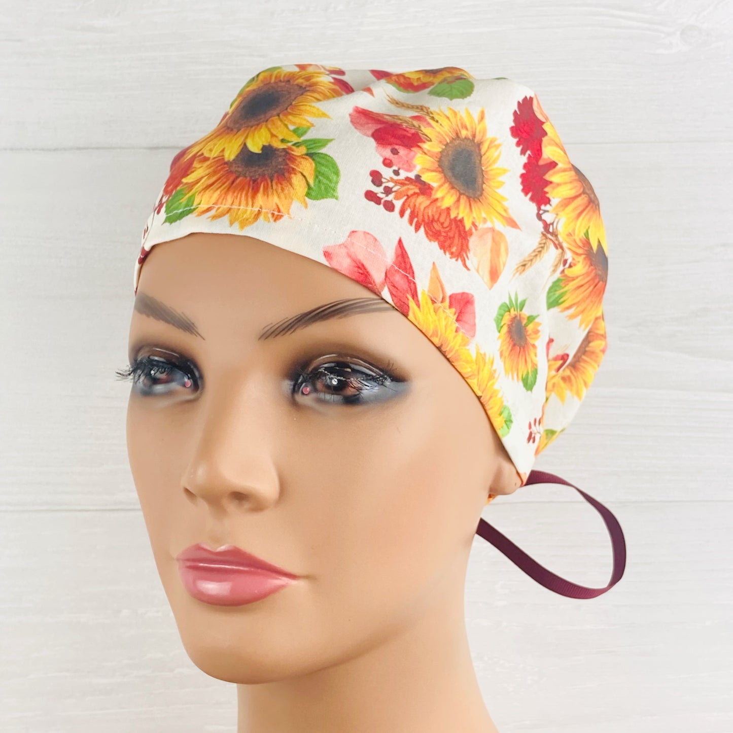 White Fall Floral Women's Tieback Hat