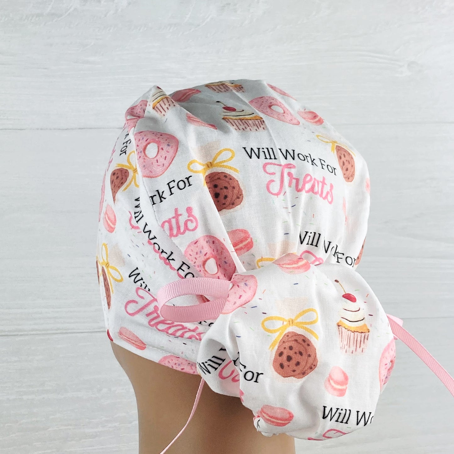 Will Work for Treats Ponytail Scrub Hat