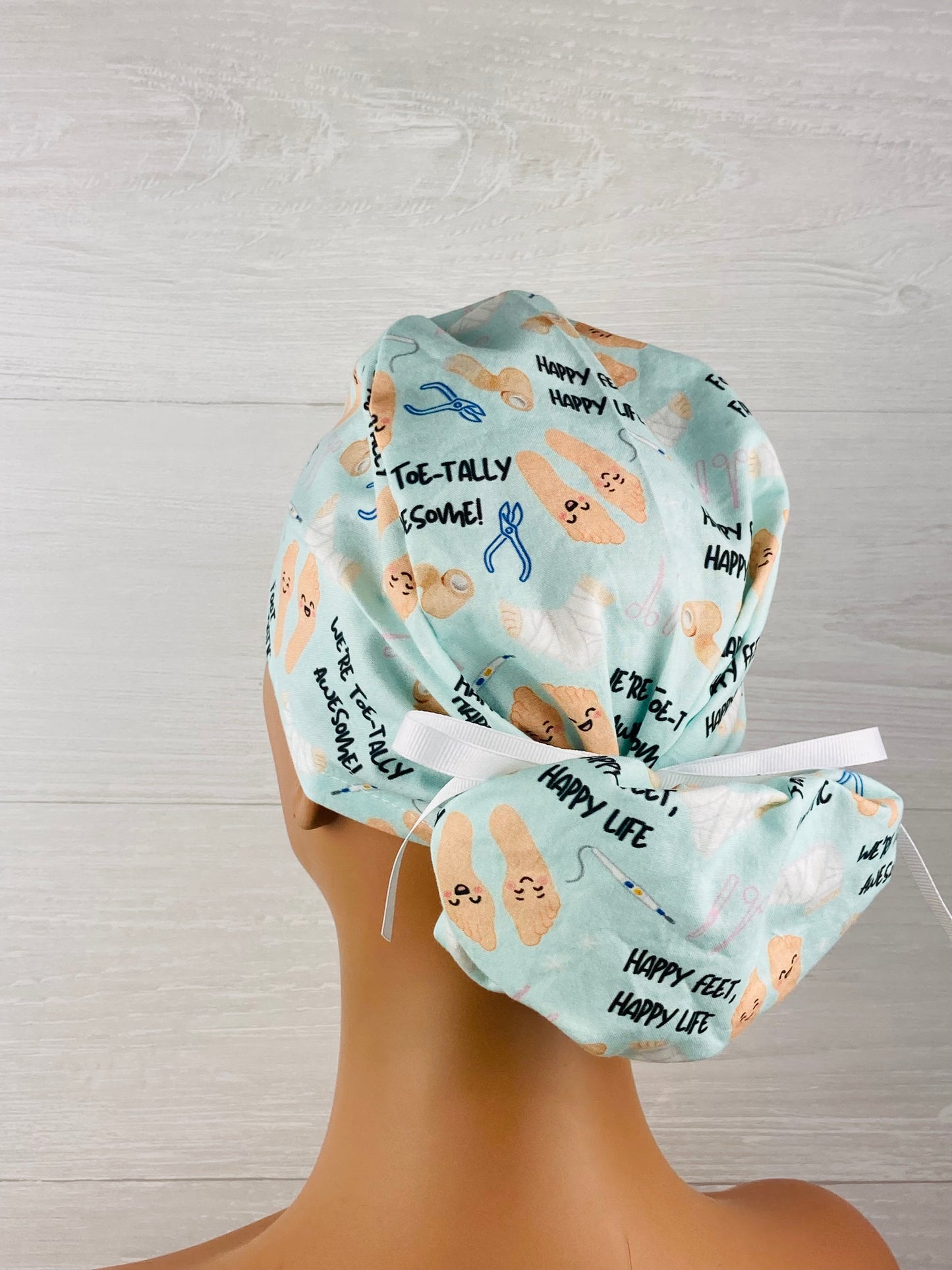 Foot Fanantic Podiatry Ponytail Scrub Cap