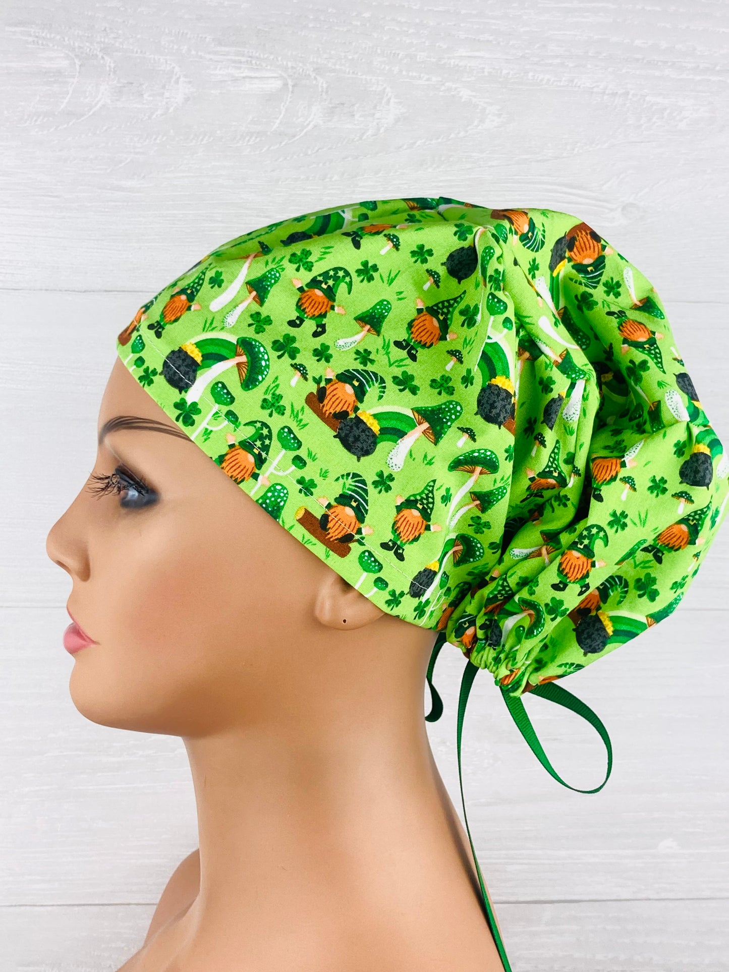 St Patricks's Day Woodlan Gnomes Ponytail Hat