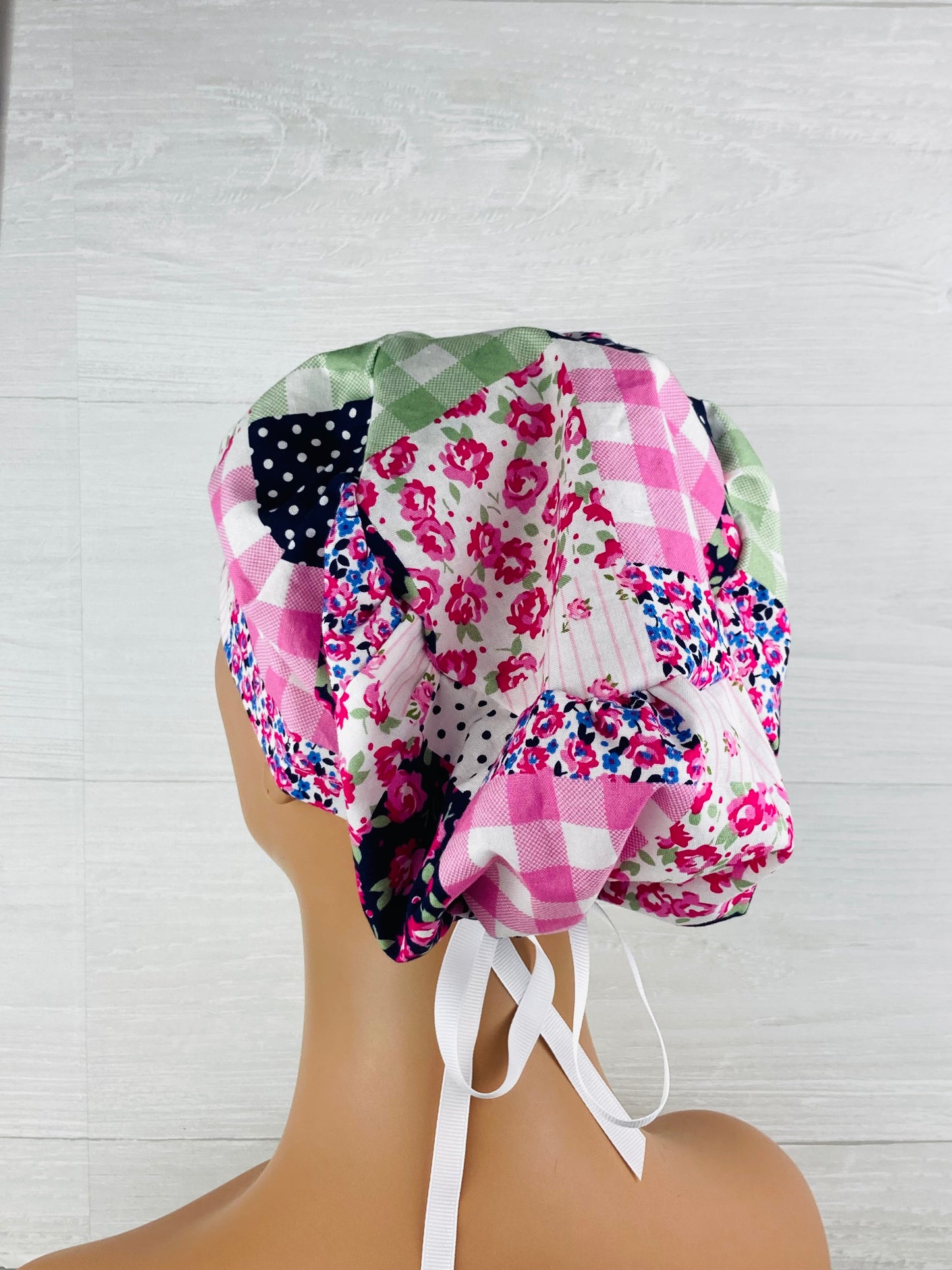 Purple Patchwork Floral Women's Tieback Hat