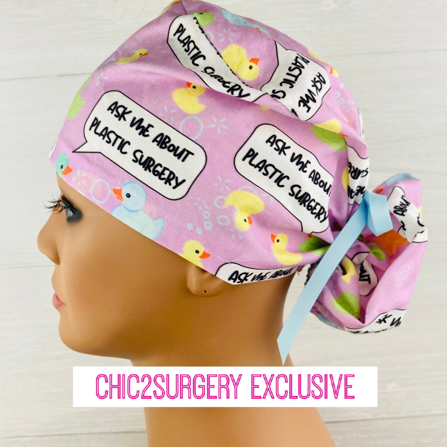 Plastic Surgery Ducks Ponytail Scrub Cap