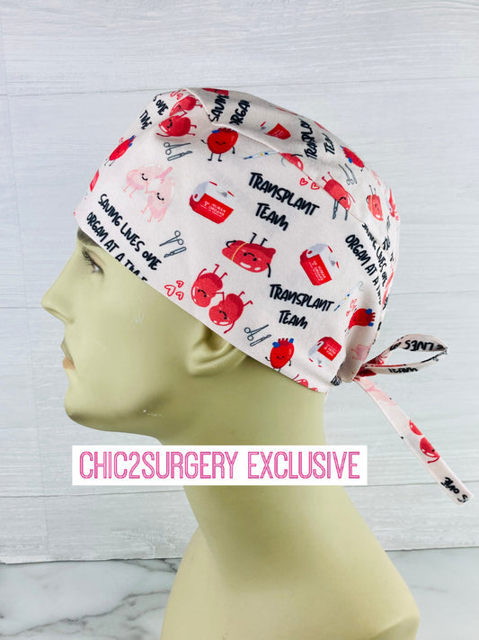 Transplant Team Men's Scrub Hat transplant team handmade scrub cap made in USA