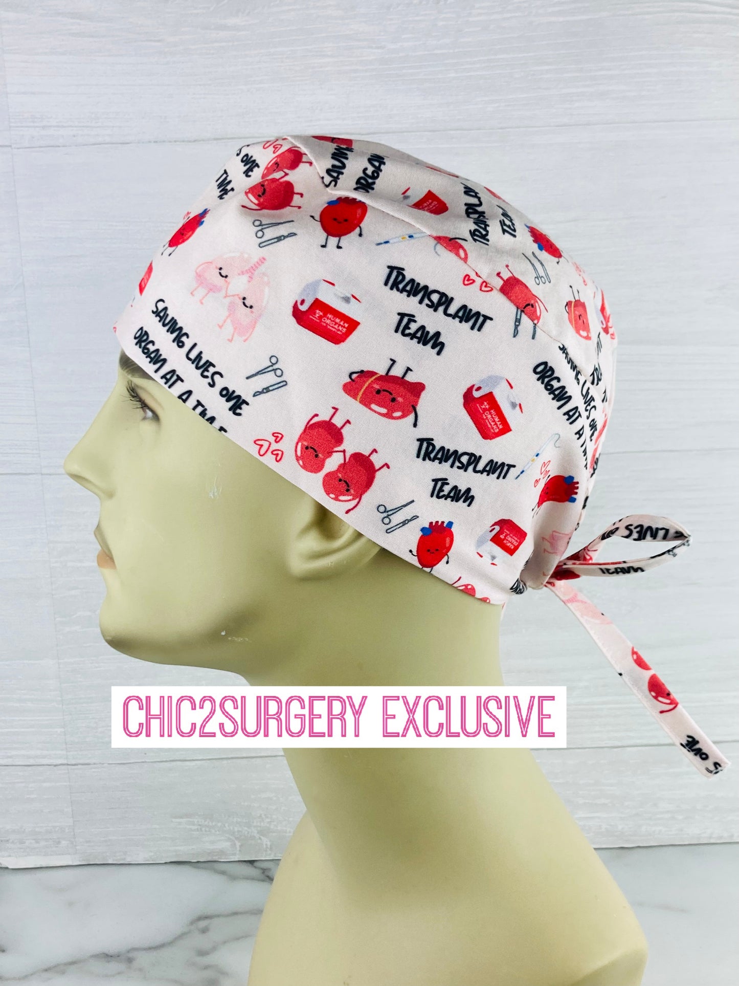 Transplant Team Men's Scrub Hat transplant team handmade scrub cap made in USA