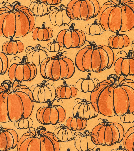 Sketched Pumpkins Ponytail Scrub Hat