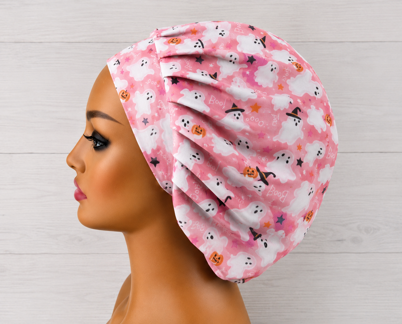 Ghosts and Stars Halloween Bouffant Scrub Cap | Handmade Surgical Hat for Nurses