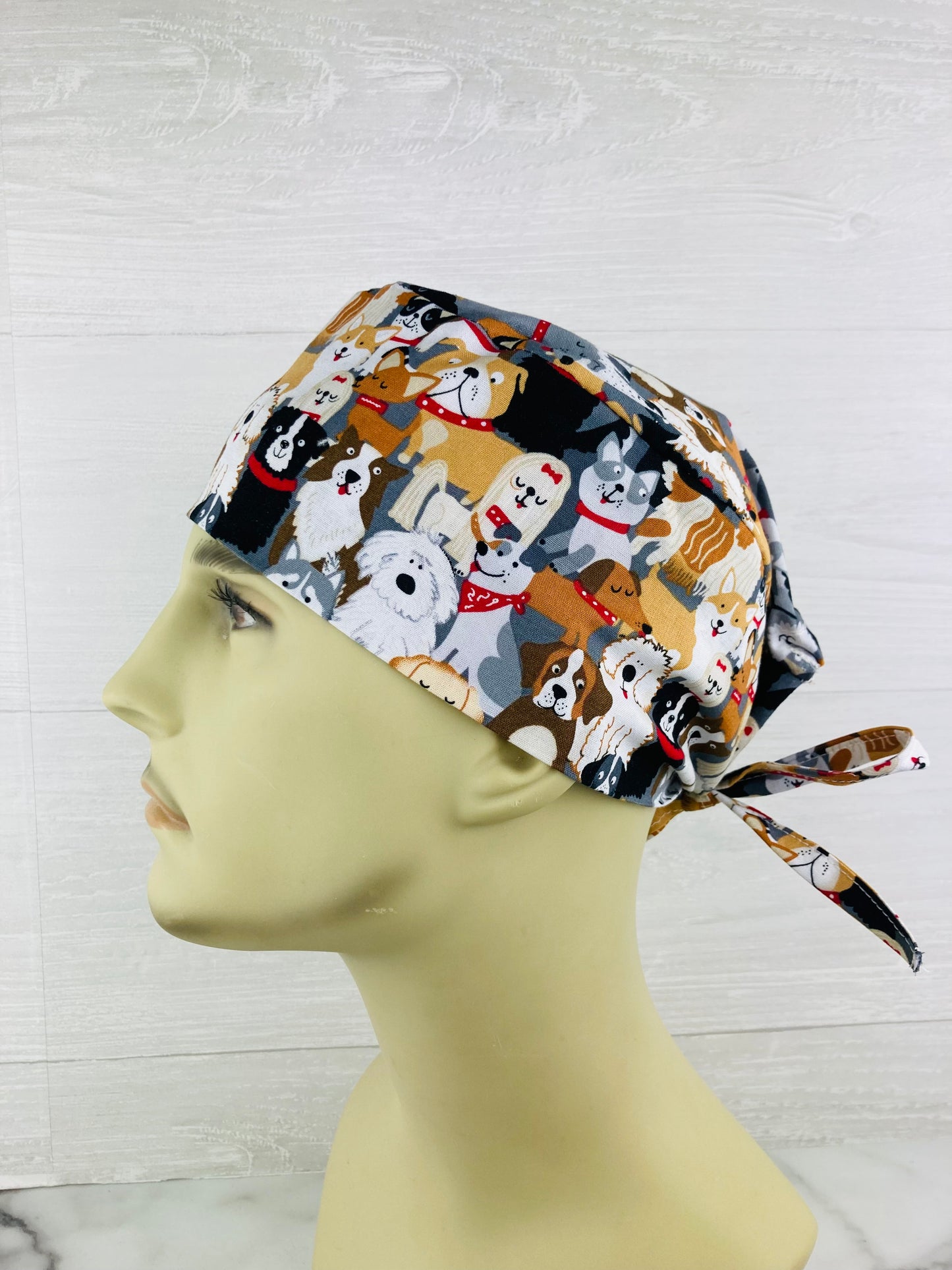 Dogs on Gray Men's Scrub Hat