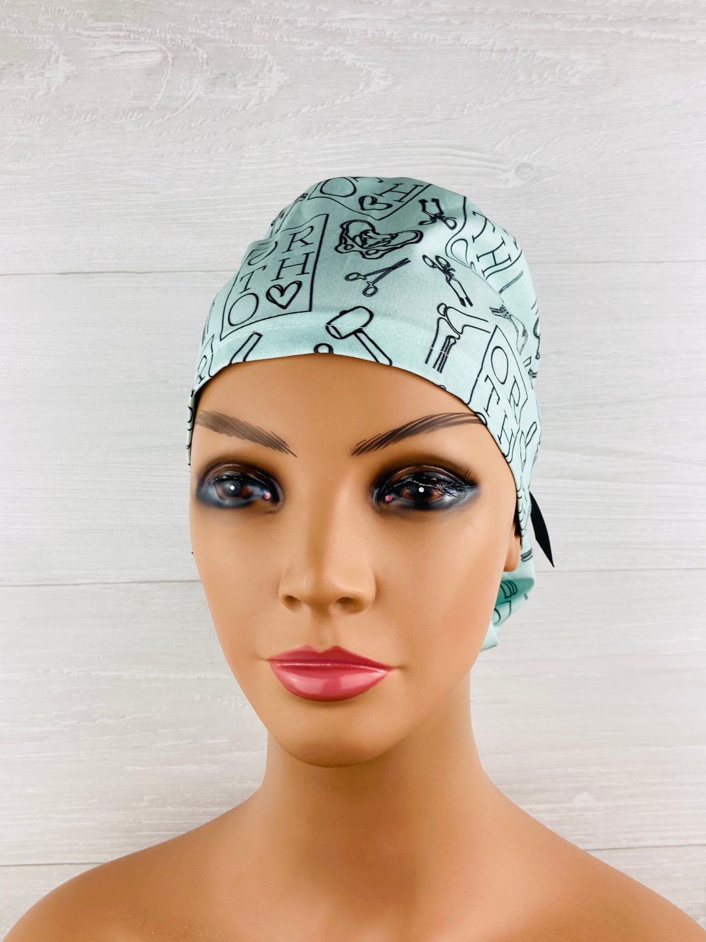 Ortho Love Mint Ponytail Scrub Cap