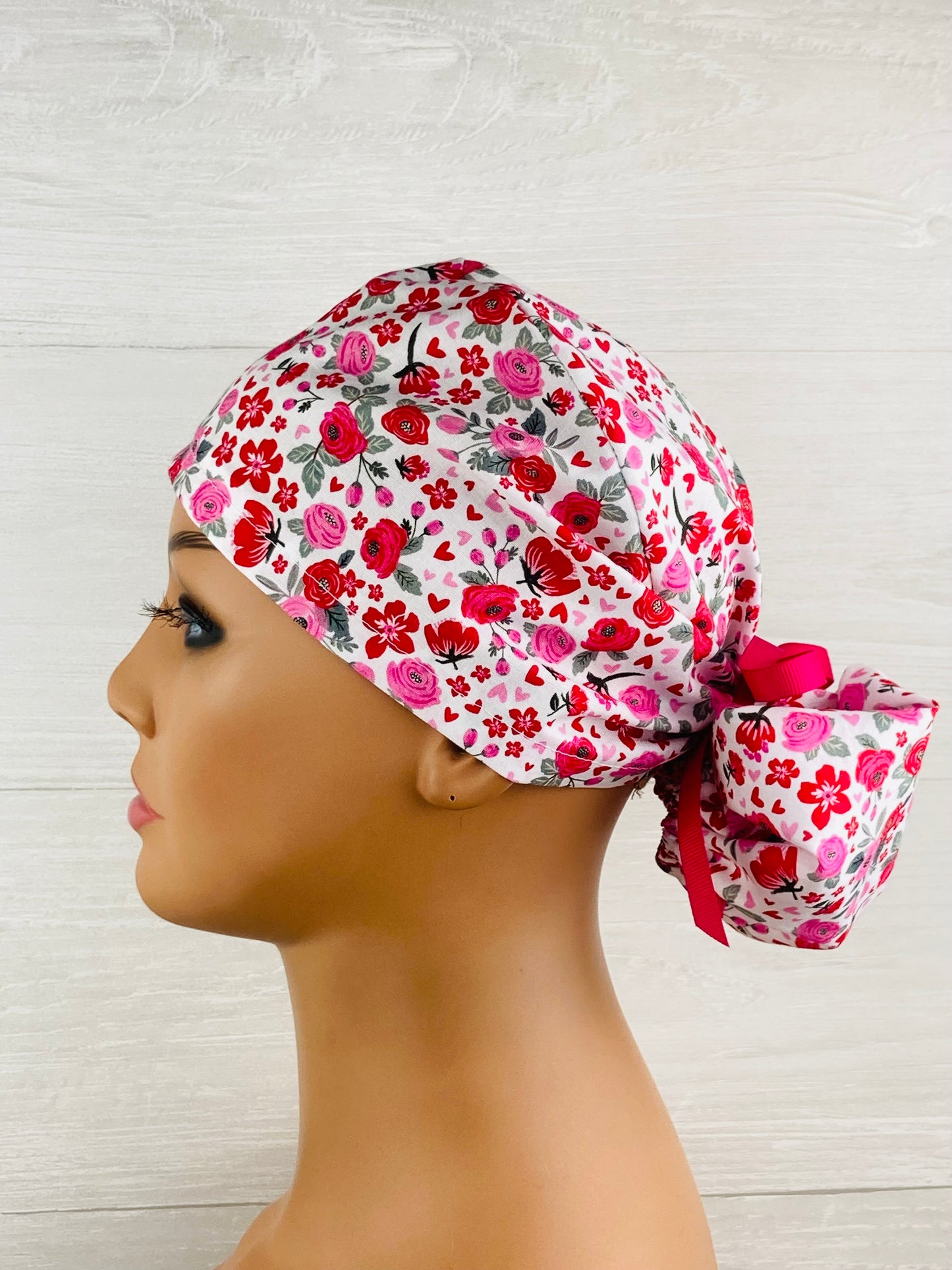 Cottage Valentine's Floral Ponytail Hat