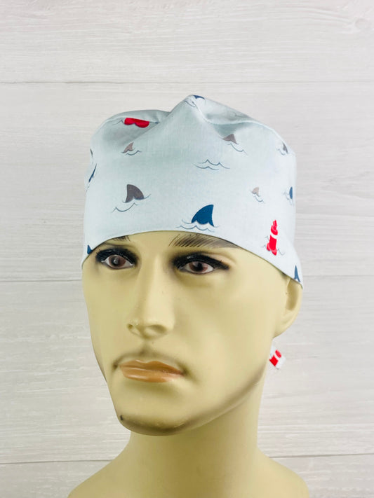 Shark Fins Men’s Scrub Hat - Chic2Surgery