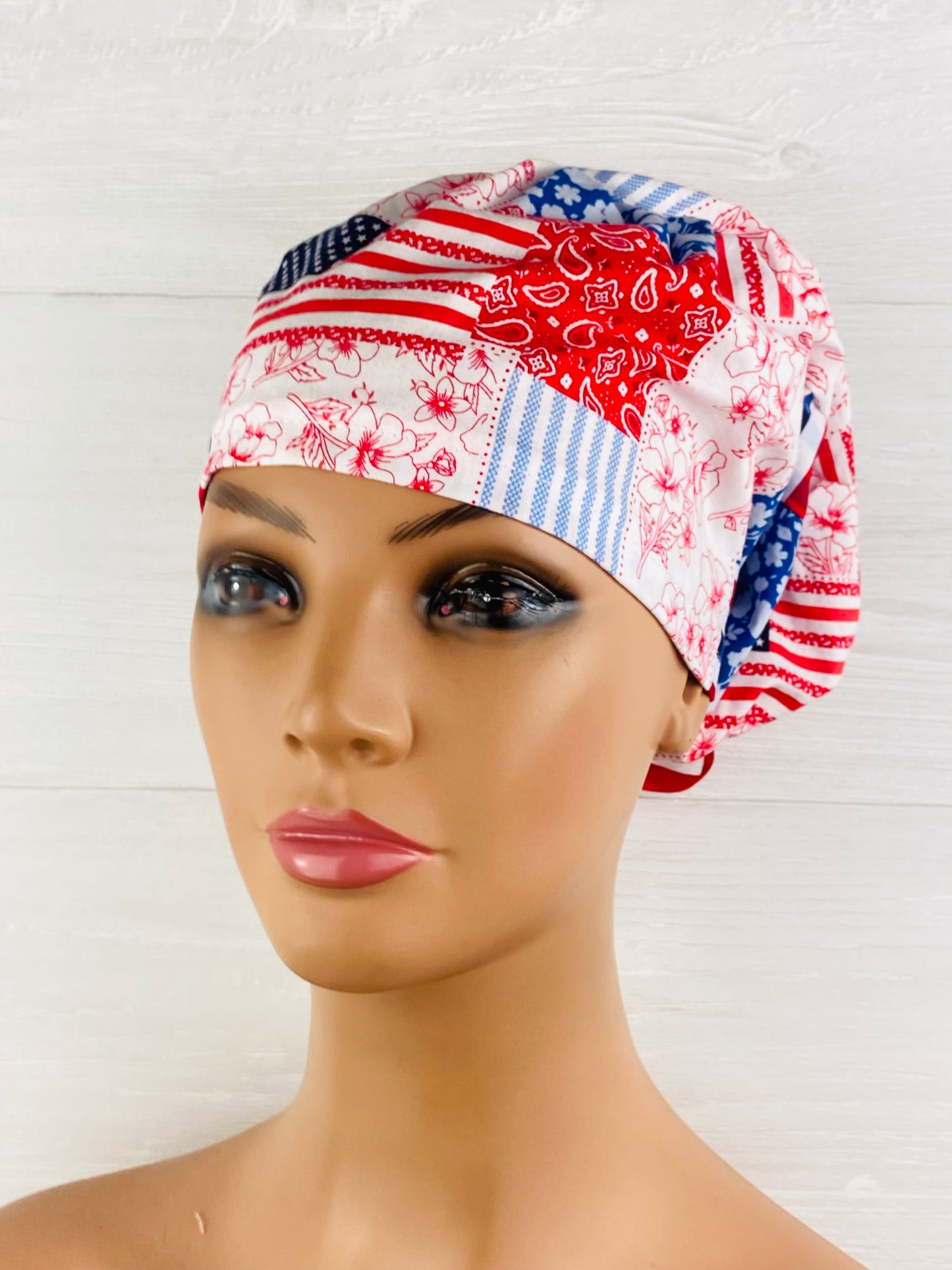 Patriotic Quilted Women's Tieback Hat
