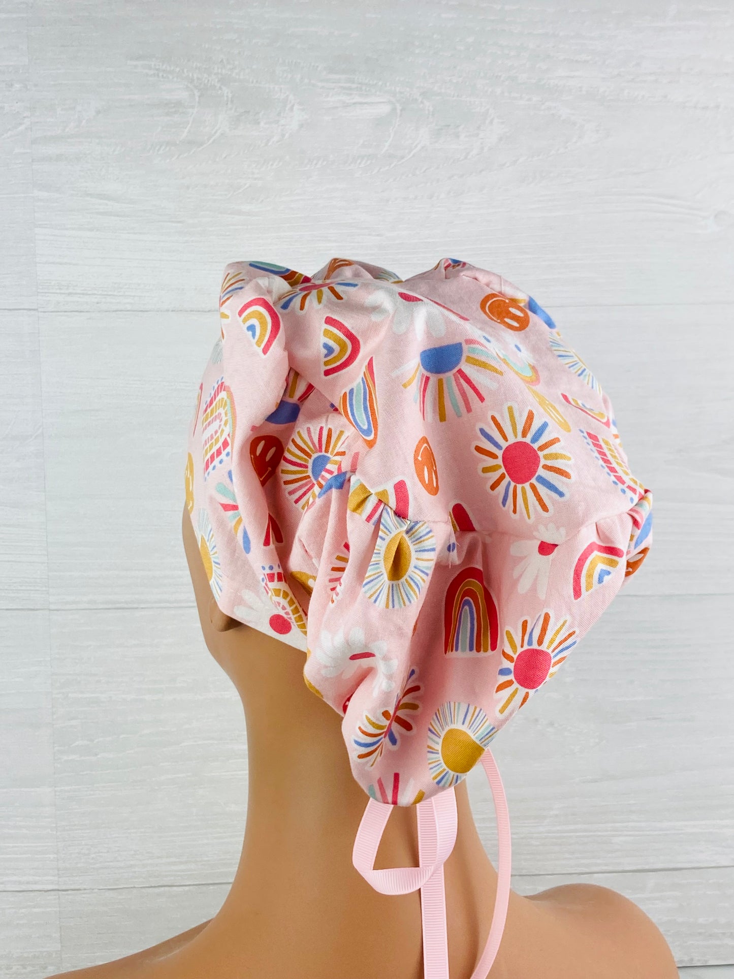 Retro Smiley Face Floral Women's Tieback Hat