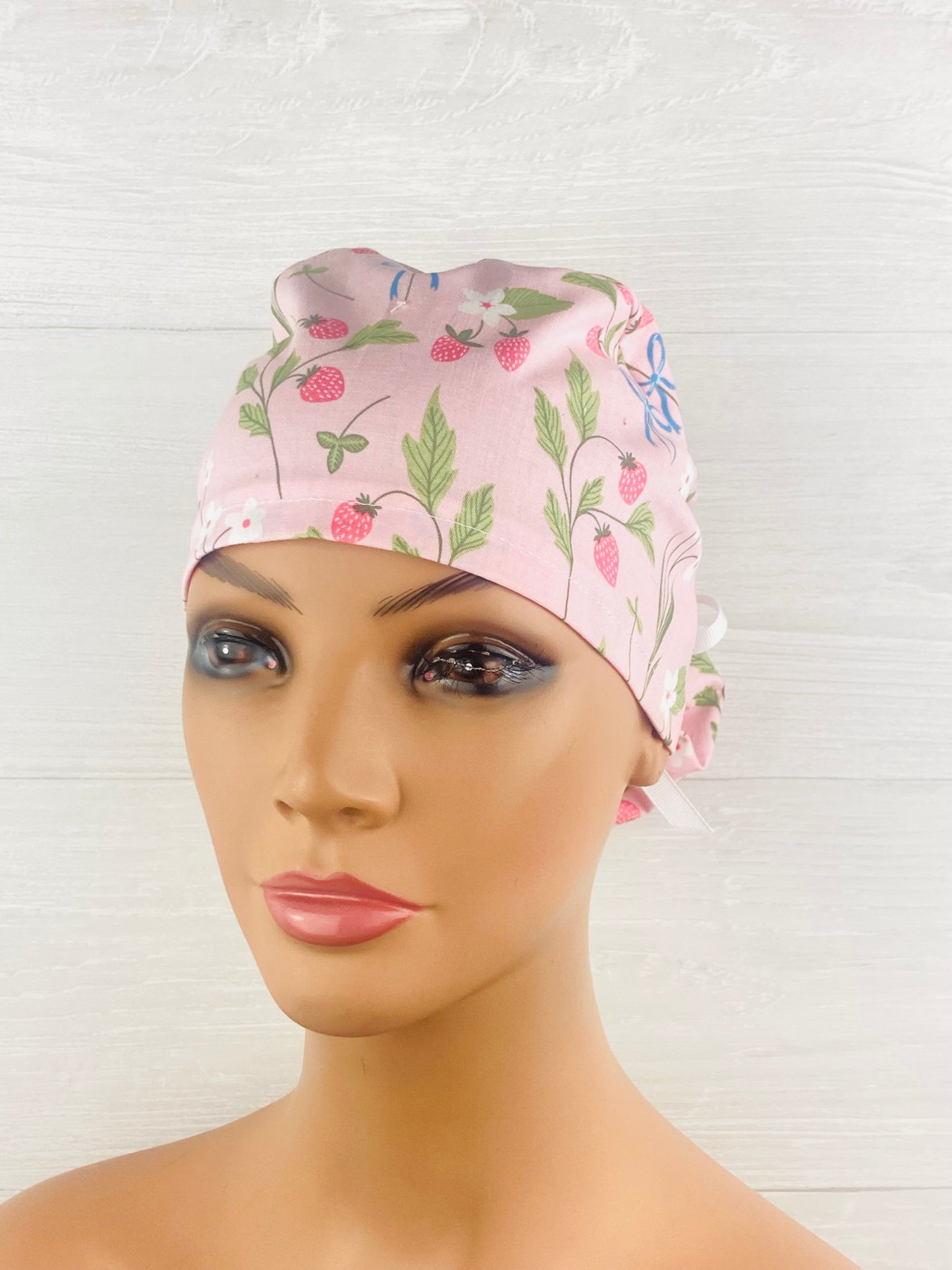 Strawberry Floral Bow Ponytail Hat