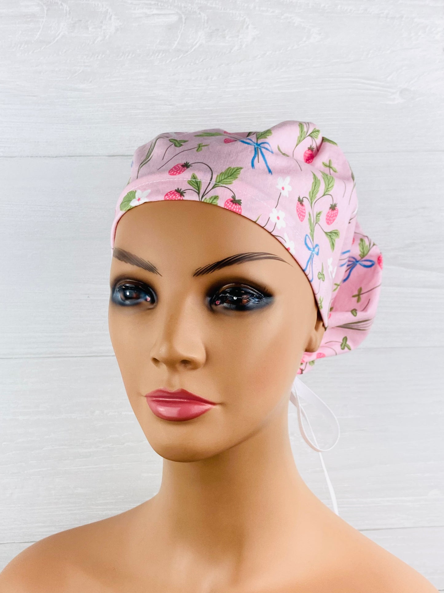 Strawberry Floral Bow Women's Tieback Hat