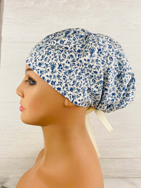 Blue Cottage Floral Women's Tieback Hat
