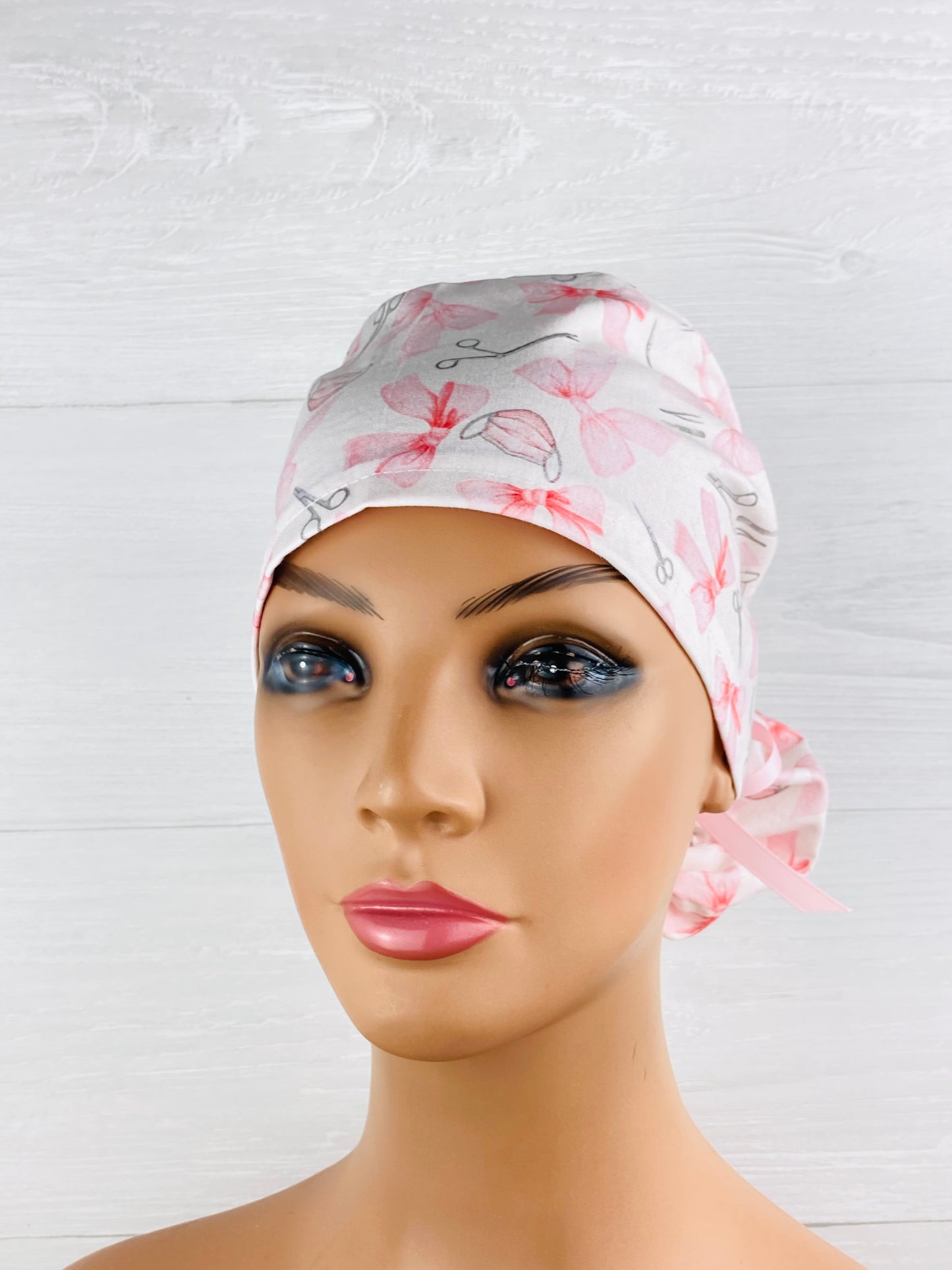 Surgical Bow Instruments Pink Ponytail Hat