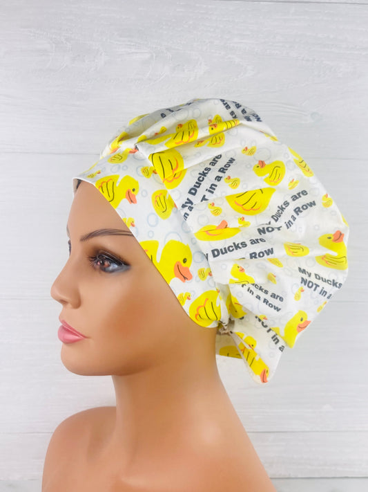 My Ducks are NOT in a Row Bouffant Scrub Cap funny sarcastic handmade scrub cap
