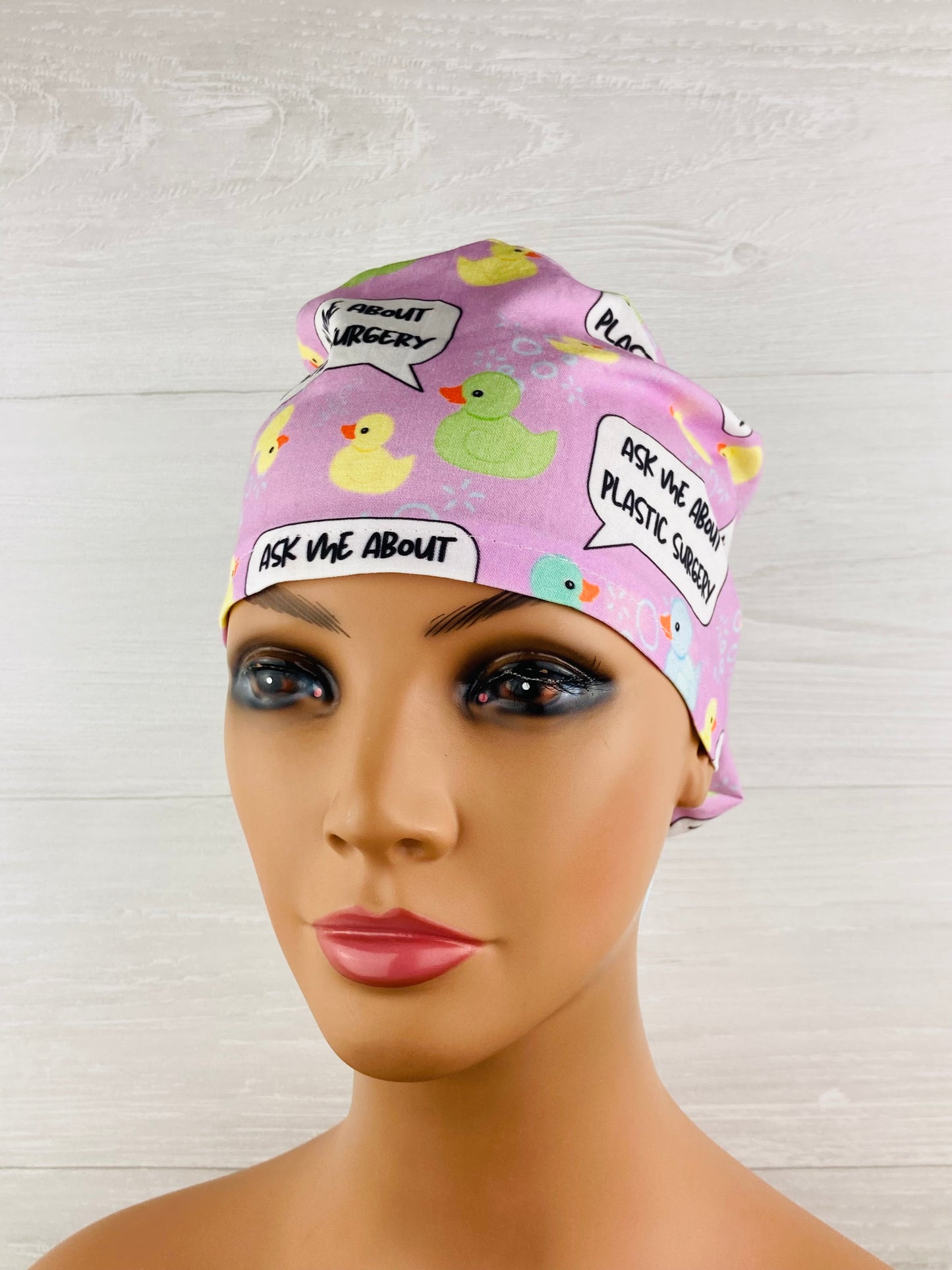 Plastic Surgery Ducks Ponytail Scrub Cap