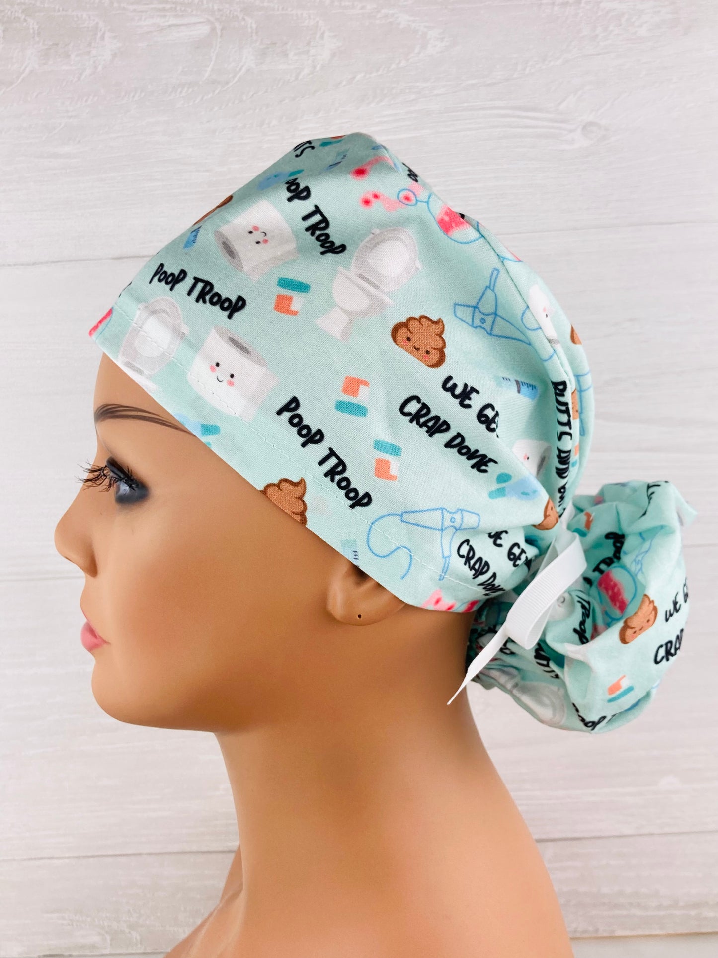 Poop Troop Ponytail Scrub Cap