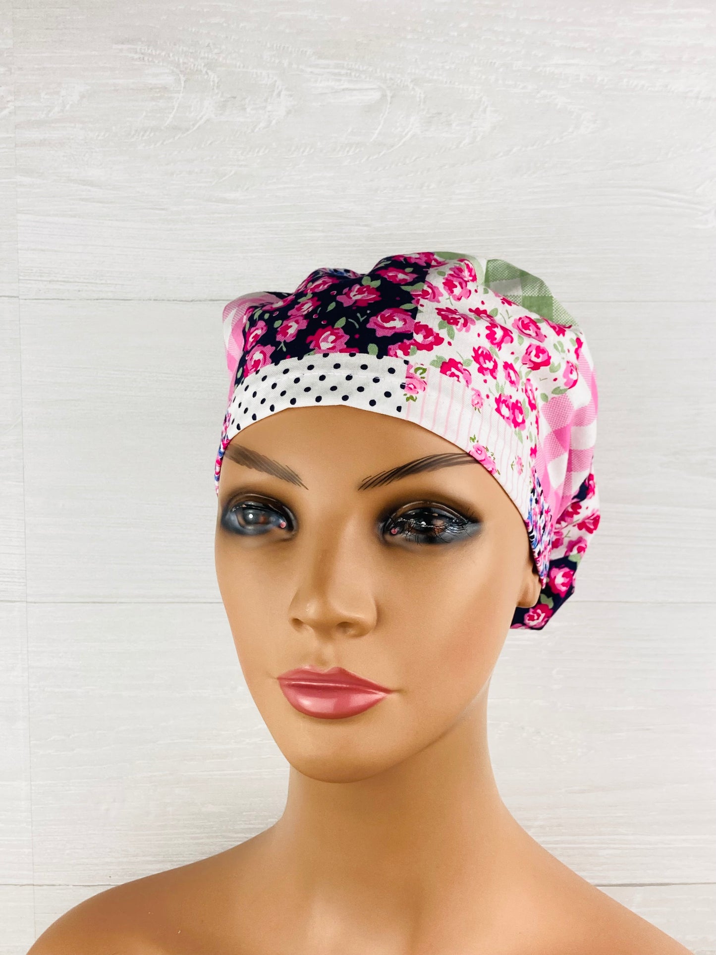 Purple Patchwork Floral Women's Tieback Hat