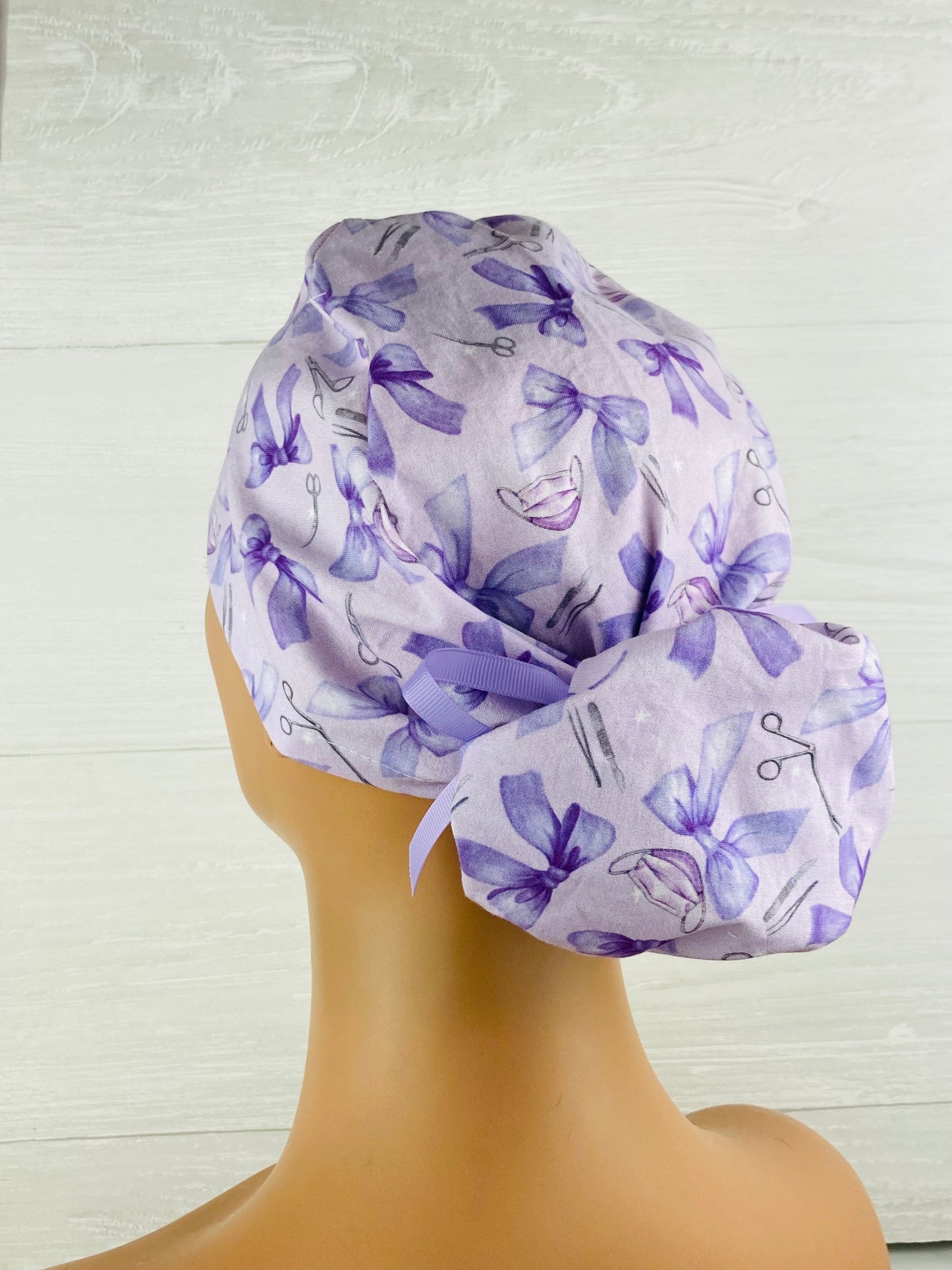 Surgical Bow Instruments Purple Ponytail Hat