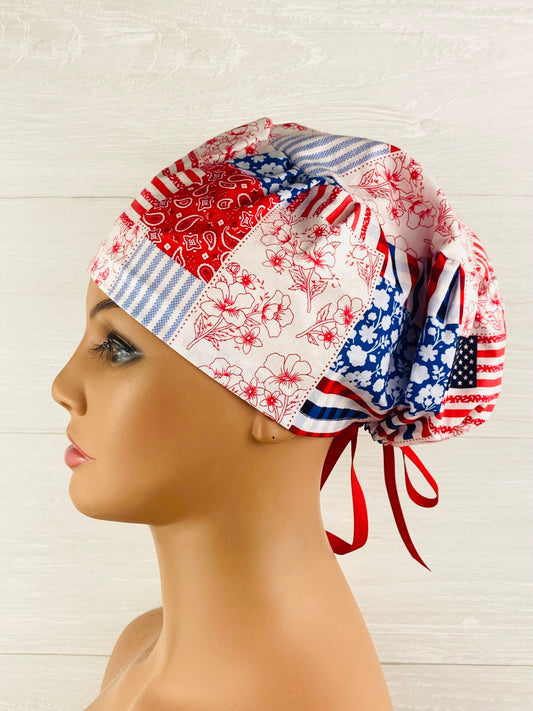 Patriotic Quilted Women's Tieback Hat
