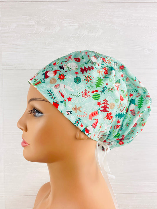 Christmas Icons on Mint Women's Tieback Hat