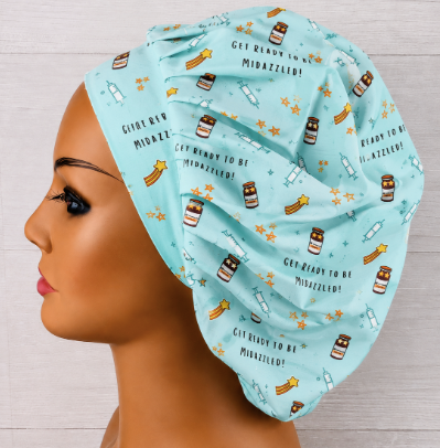 Anesthesia Get Ready to be Midazzled Bouffant Scrub Cap | Handmade Surgical Hat for Nurses