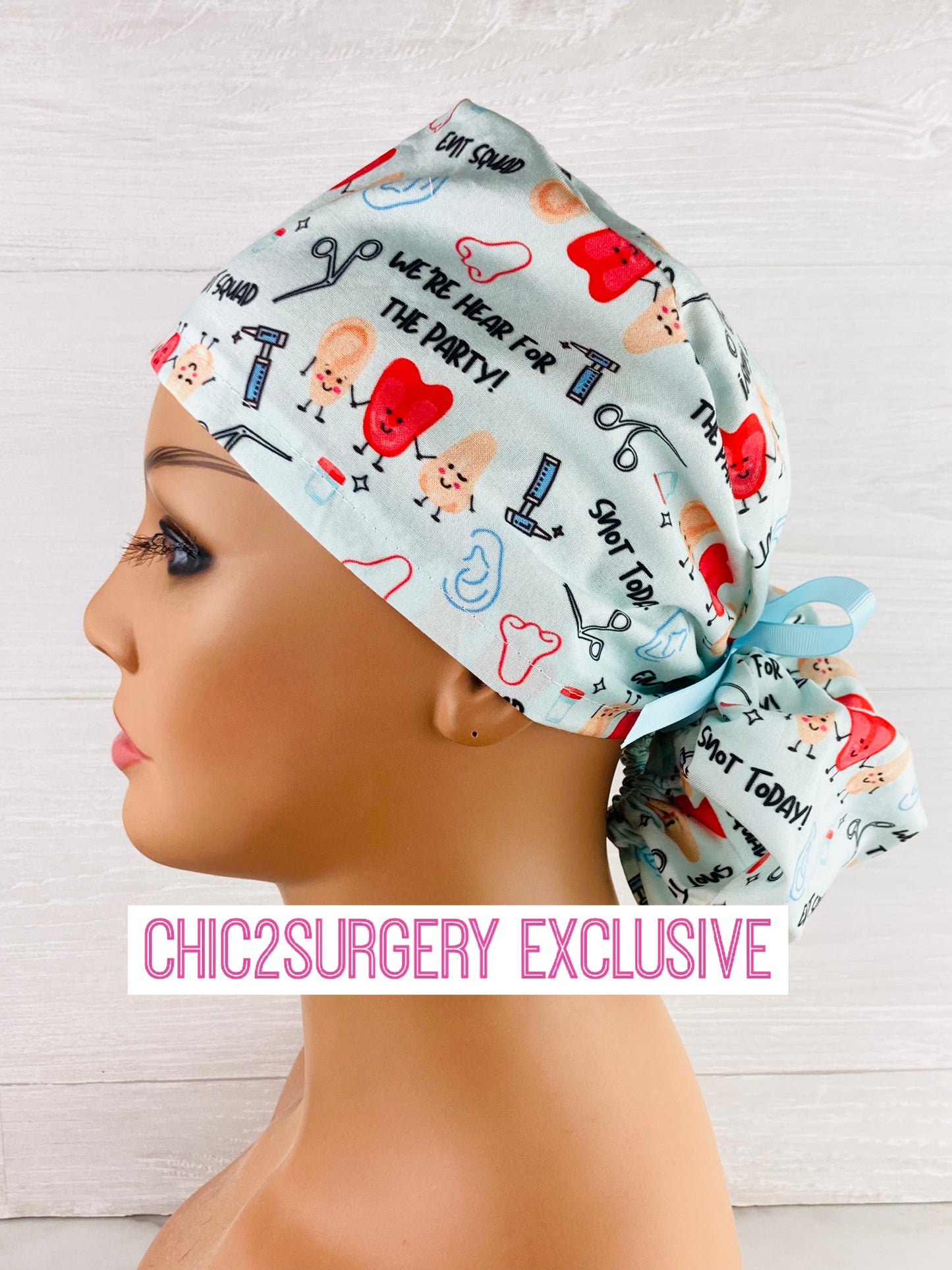 ENT Squad Ponytail Hat handmade ENT surgical scrub cap made in USA