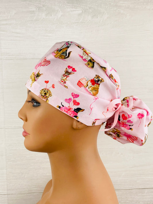 Valentines Pups Ponytail Hat