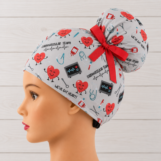 Cardiology Team High Bun Scrub Cap - Chic2Surgery
