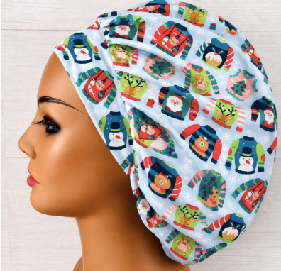 Christmas Sweaters Bouffant Scrub Cap | Handmade Surgical Hat for Nurses