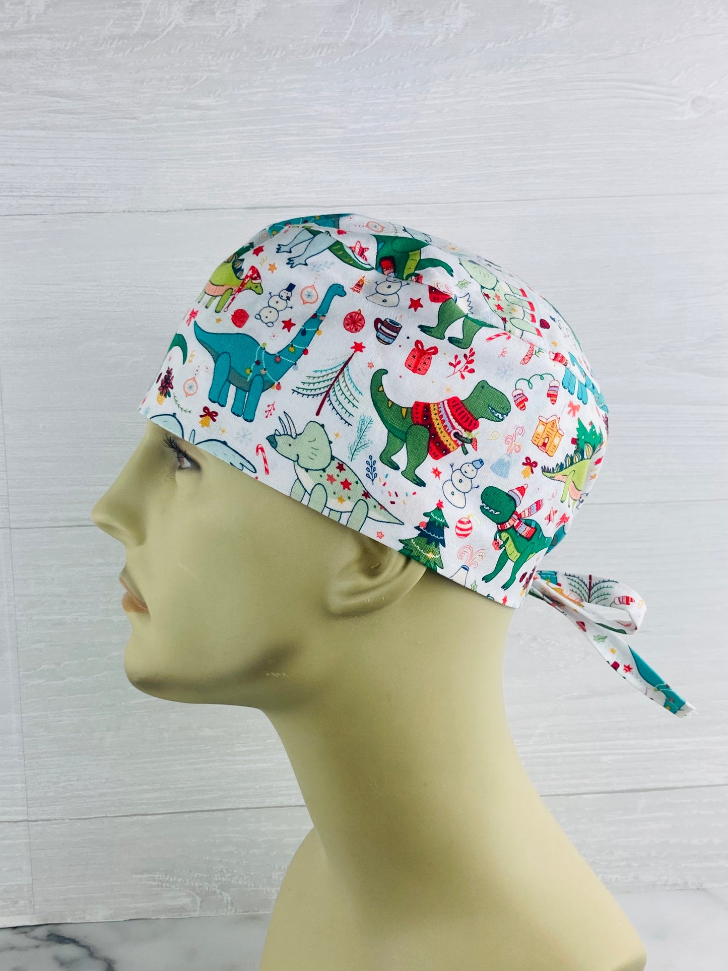 Christmas Dinos Men's Scrub Hat